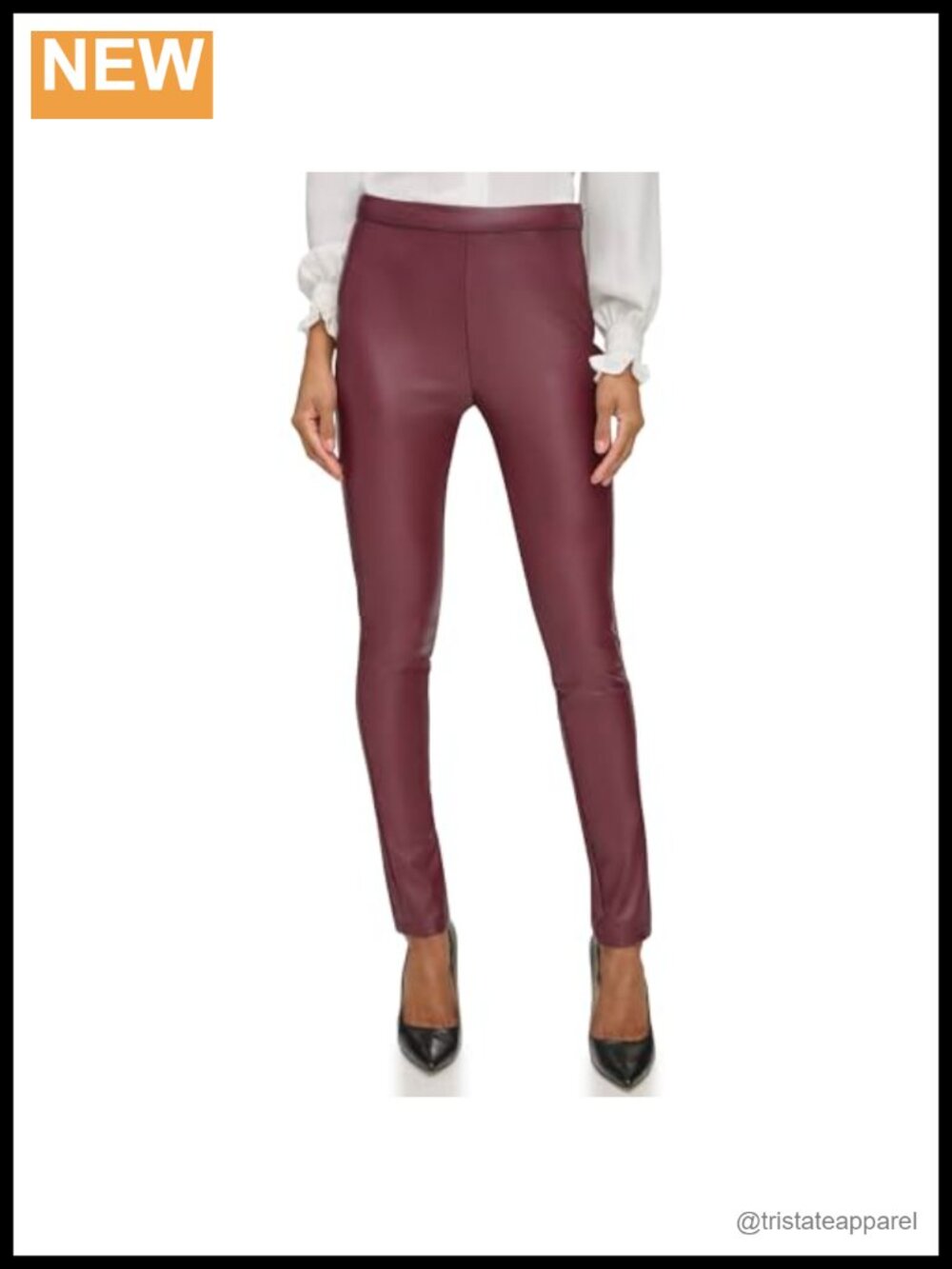 Karl Lagerfeld Faux Leather Studs Skinny Pant High Rise Zip